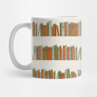 Pattern with vintage books on bookshelves Mug